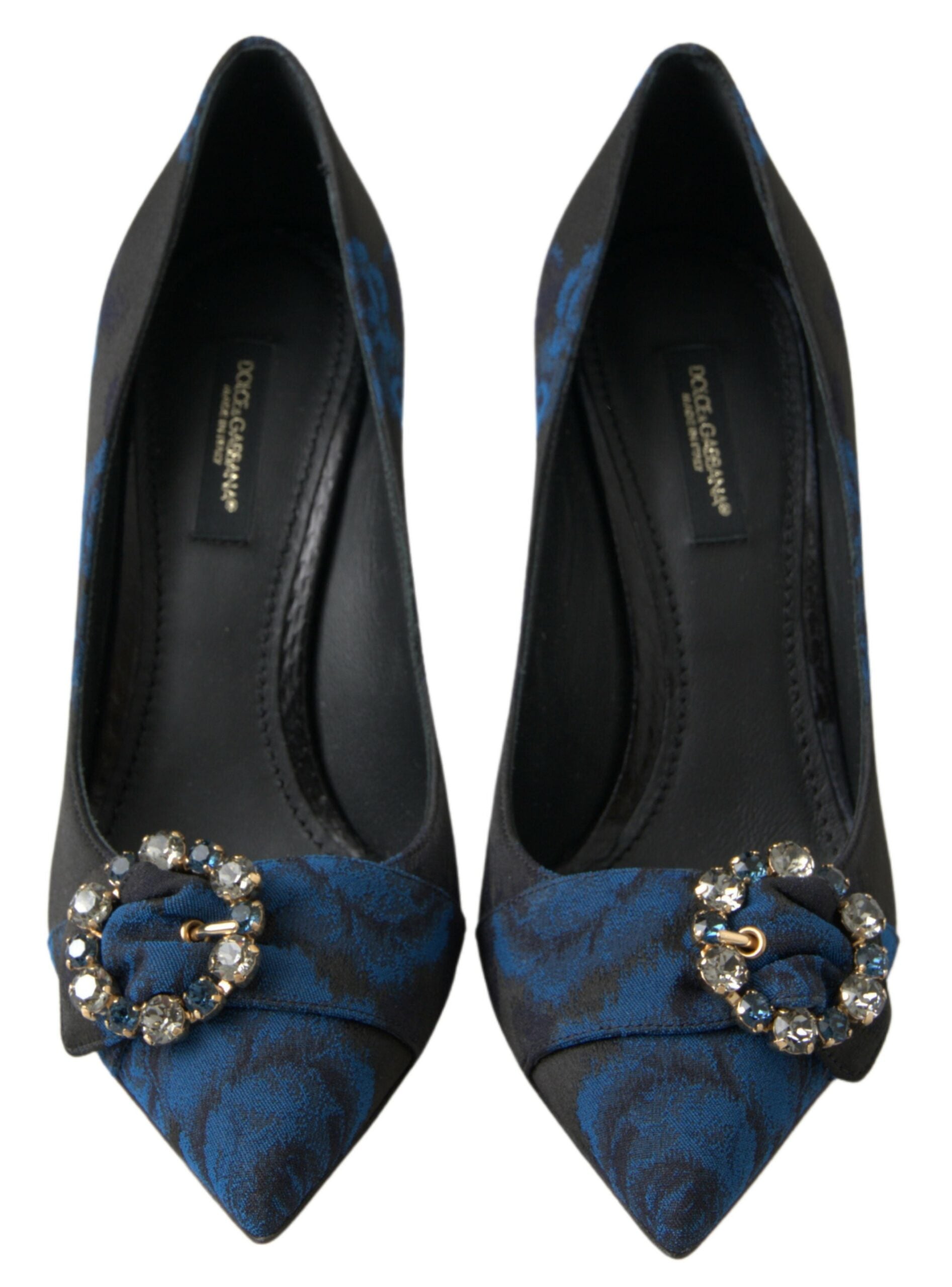 Dolce & Gabbana Blue Floral Ayers Crystal Pumps Shoes Dolce & Gabbana