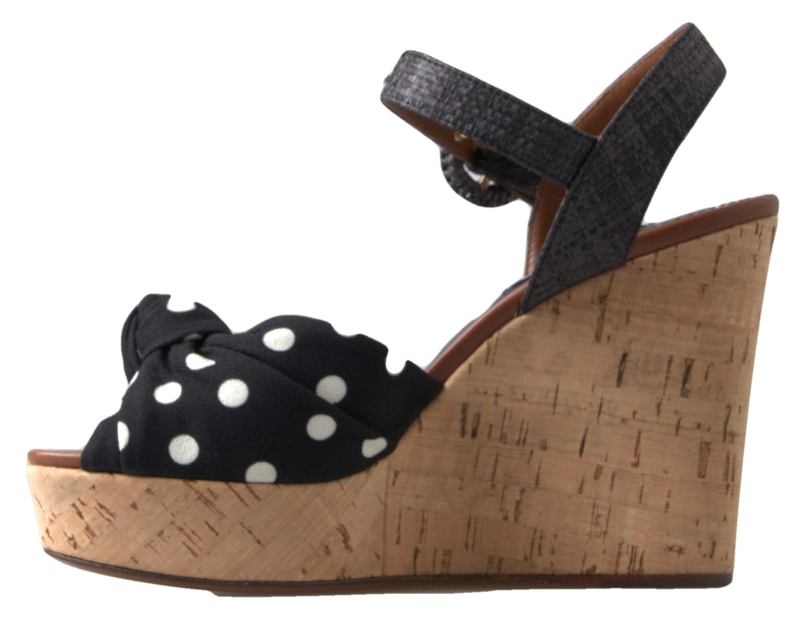 Dolce & Gabbana Black  Wedges Polka Dotted Ankle Strap Shoes Sandals Dolce & Gabbana