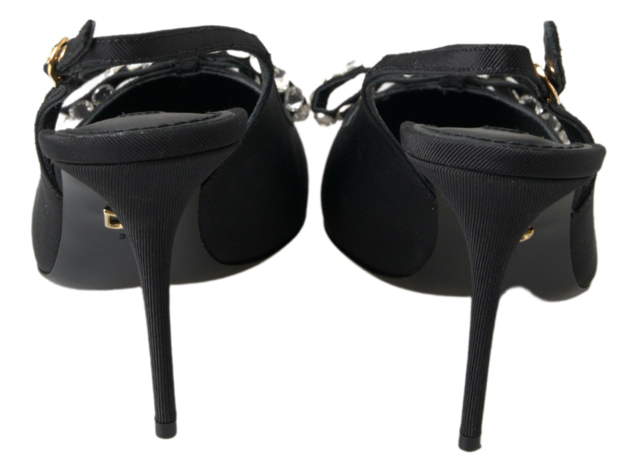 Dolce & Gabbana Black Crystal Embellished Slingback Heel Shoes Dolce & Gabbana