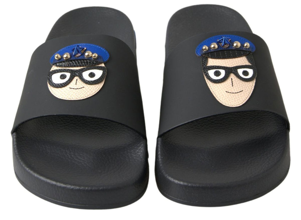 Dolce & Gabbana Black Slides Sandals Beach Saint Barth Shoes Dolce & Gabbana