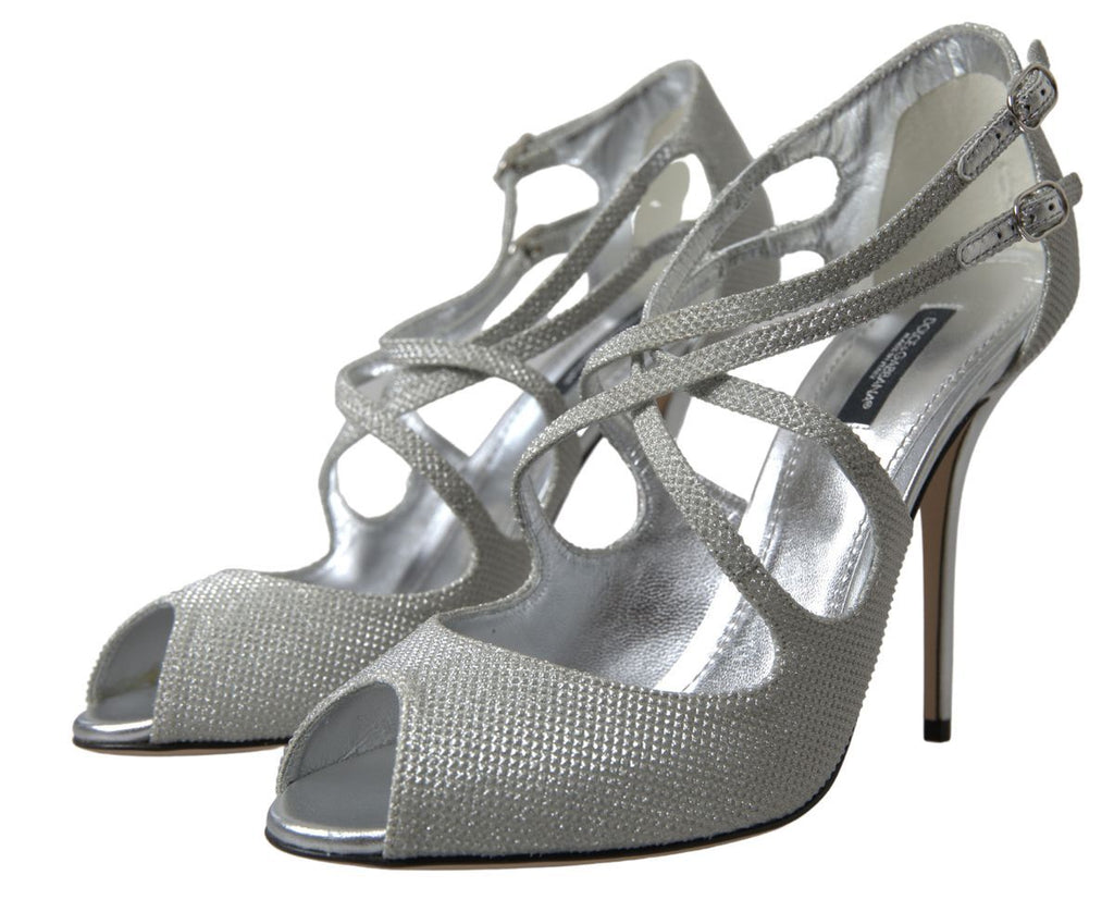 Dolce & Gabbana Silver Shimmers Sandals Heel Pumps Shoes Dolce & Gabbana