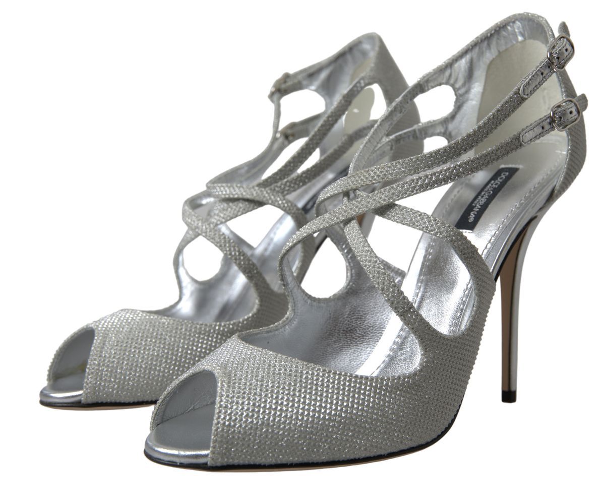 Dolce & Gabbana Silver Shimmers Sandals Heel Pumps Shoes Dolce & Gabbana