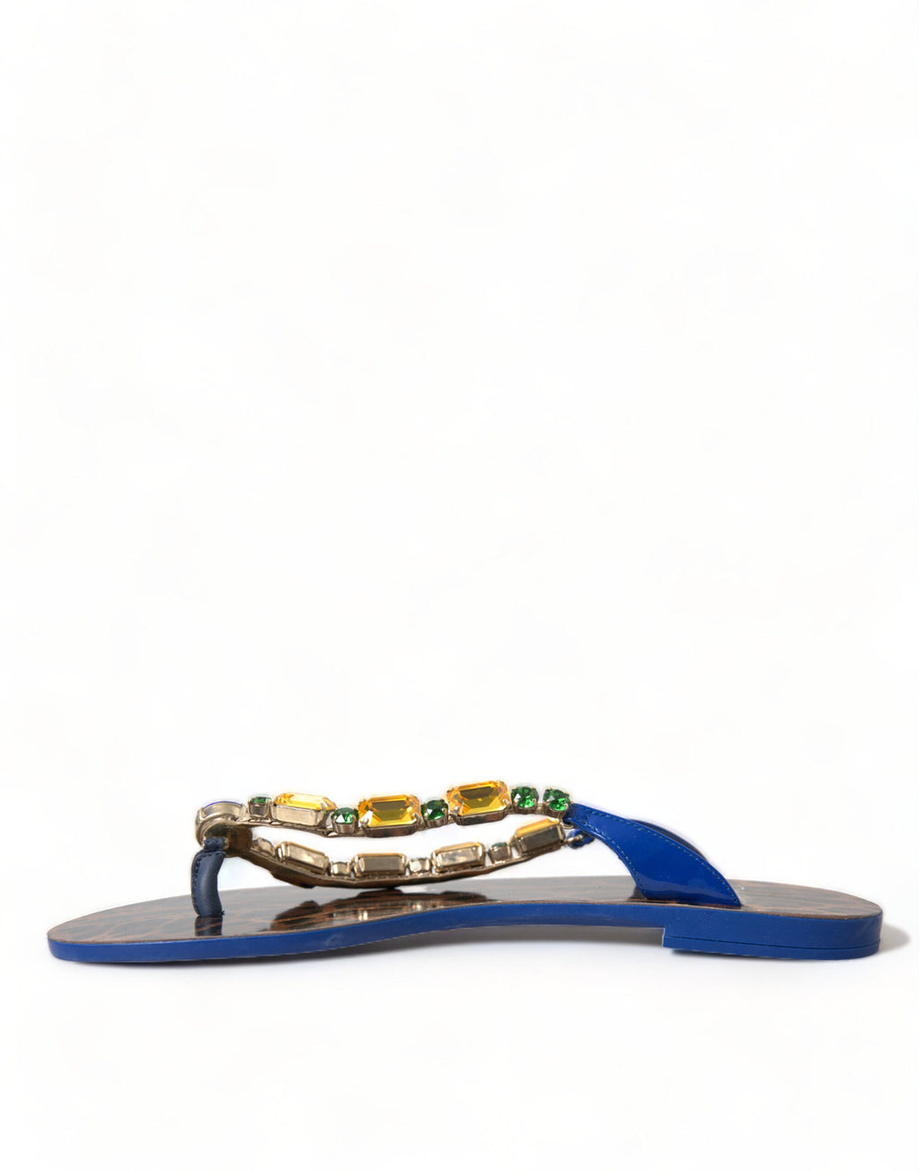 Dolce & Gabbana Blue Crystals Flats Sandals Beachwear Shoes Dolce & Gabbana
