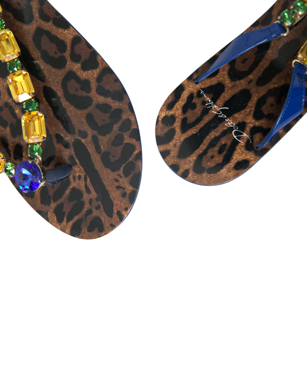 Dolce & Gabbana Blue Crystals Flats Sandals Beachwear Shoes Dolce & Gabbana