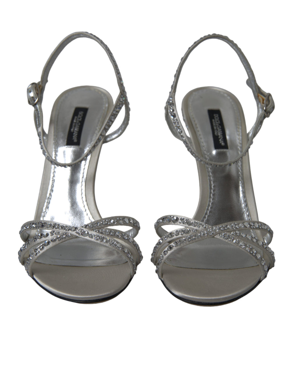 Dolce & Gabbana Silver Crystal Ankle Strap Sandals Shoes Dolce & Gabbana