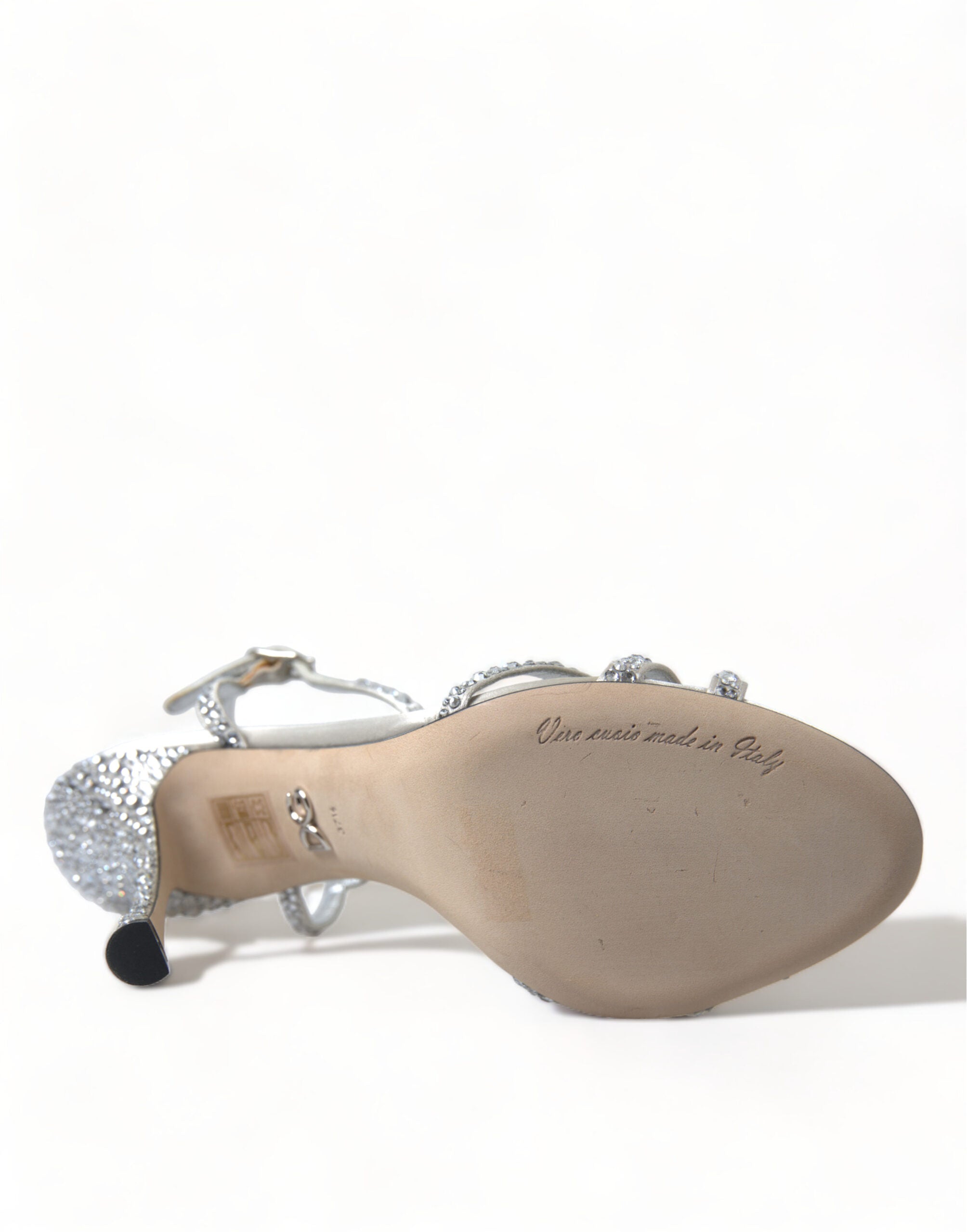 Dolce & Gabbana Silver Crystal Ankle Strap Sandals Shoes Dolce & Gabbana