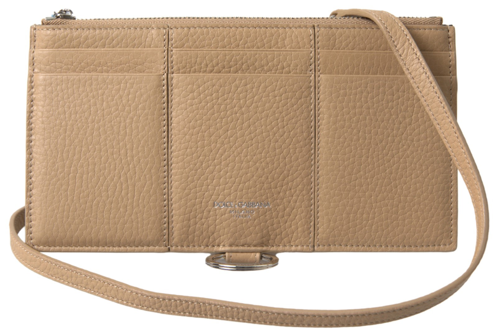 Dolce & Gabbana Beige Leather Shoulder Cardholder Shoulder Strap Wallet Dolce & Gabbana