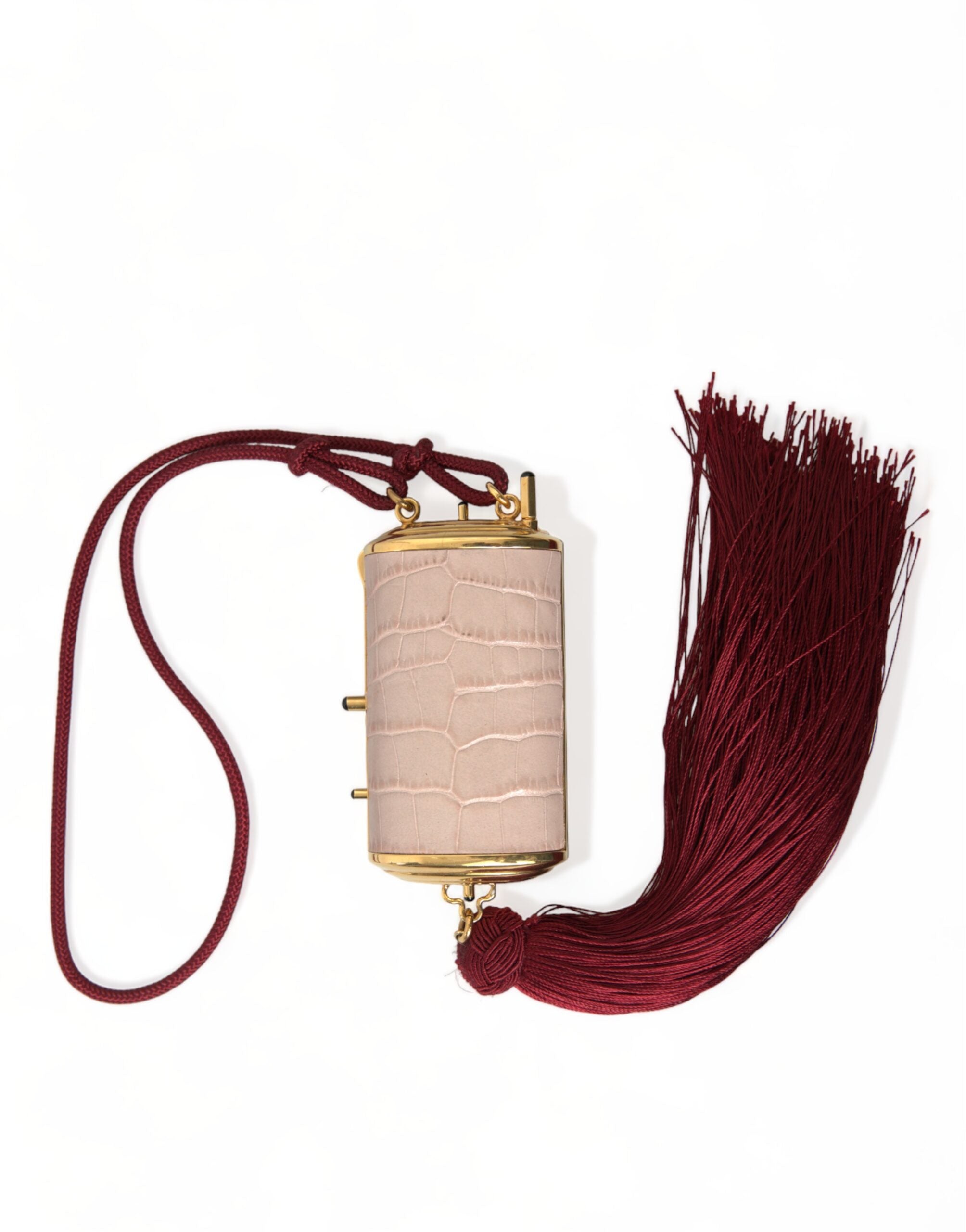 Dolce & Gabbana Pink Exotic Leather Mini Mirror Tassel Makeup Bag Dolce & Gabbana