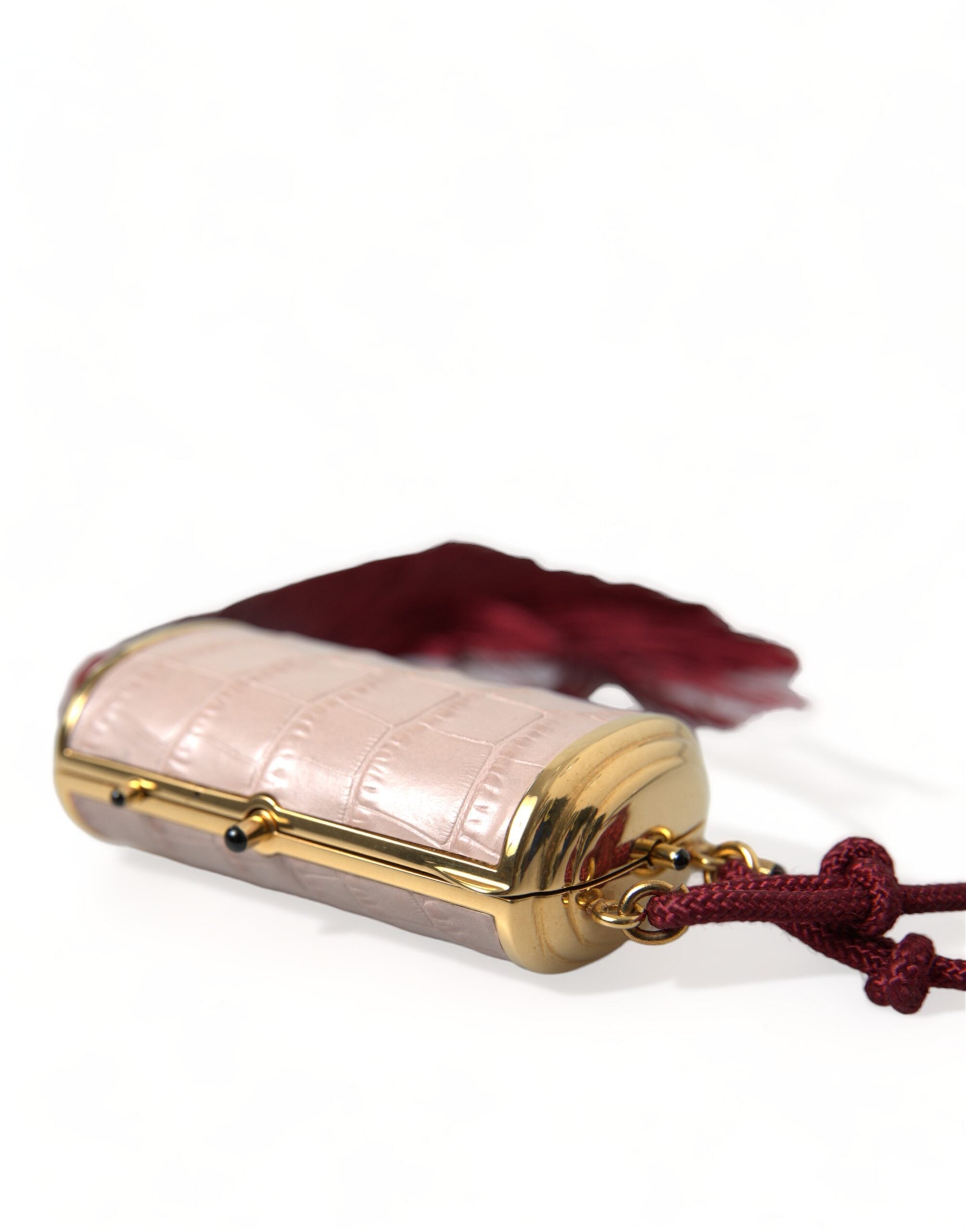 Dolce & Gabbana Pink Exotic Leather Mini Mirror Tassel Makeup Bag Dolce & Gabbana