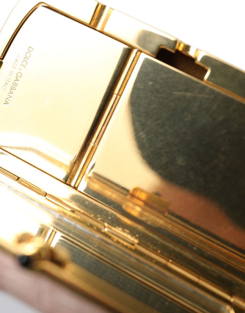 Dolce & Gabbana Pink Exotic Leather Mini Mirror Tassel Makeup Bag Dolce & Gabbana