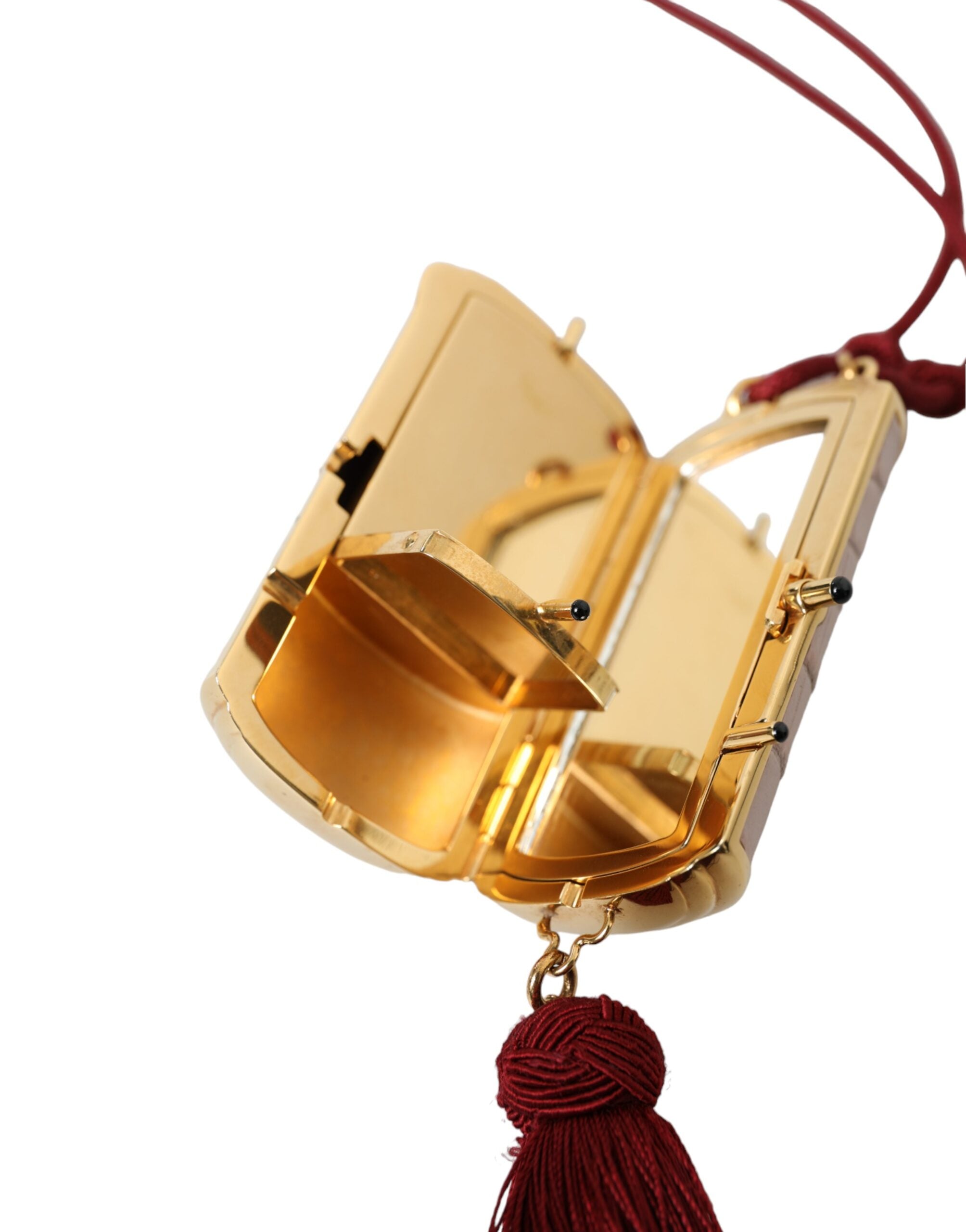 Dolce & Gabbana Pink Exotic Leather Mini Mirror Tassel Makeup Bag Dolce & Gabbana