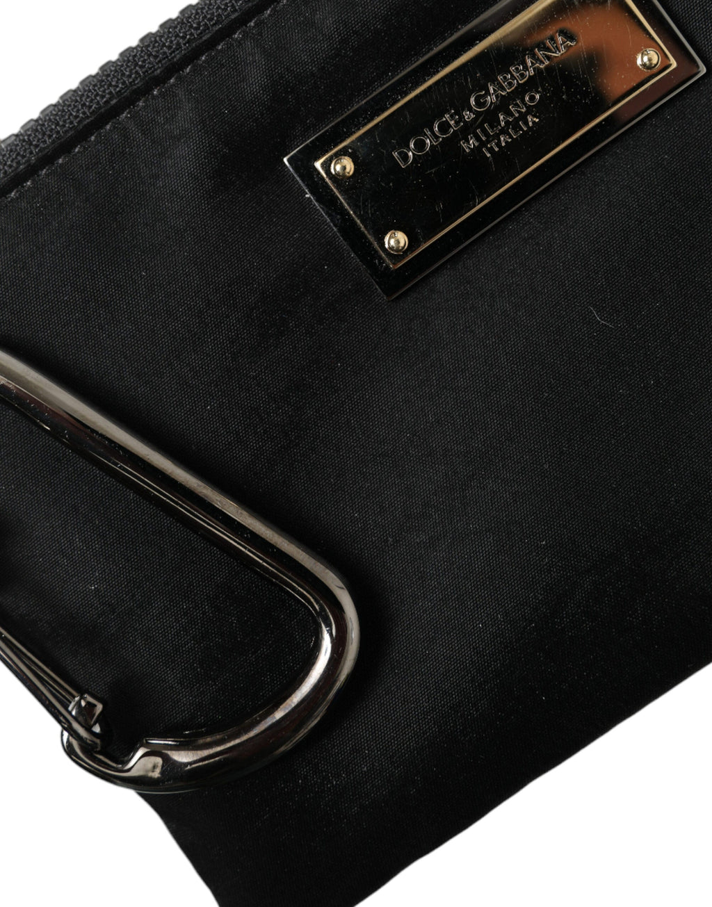 Dolce & Gabbana Black Nylon Logo Plaque Keyring Pouch Clutch Bag Dolce & Gabbana