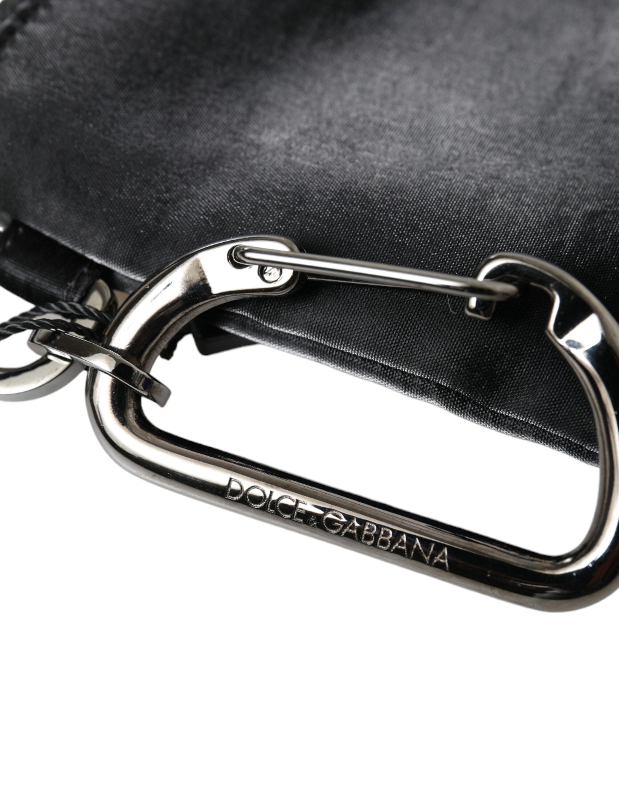 Dolce & Gabbana Black Nylon Logo Plaque Keyring Pouch Clutch Bag Dolce & Gabbana