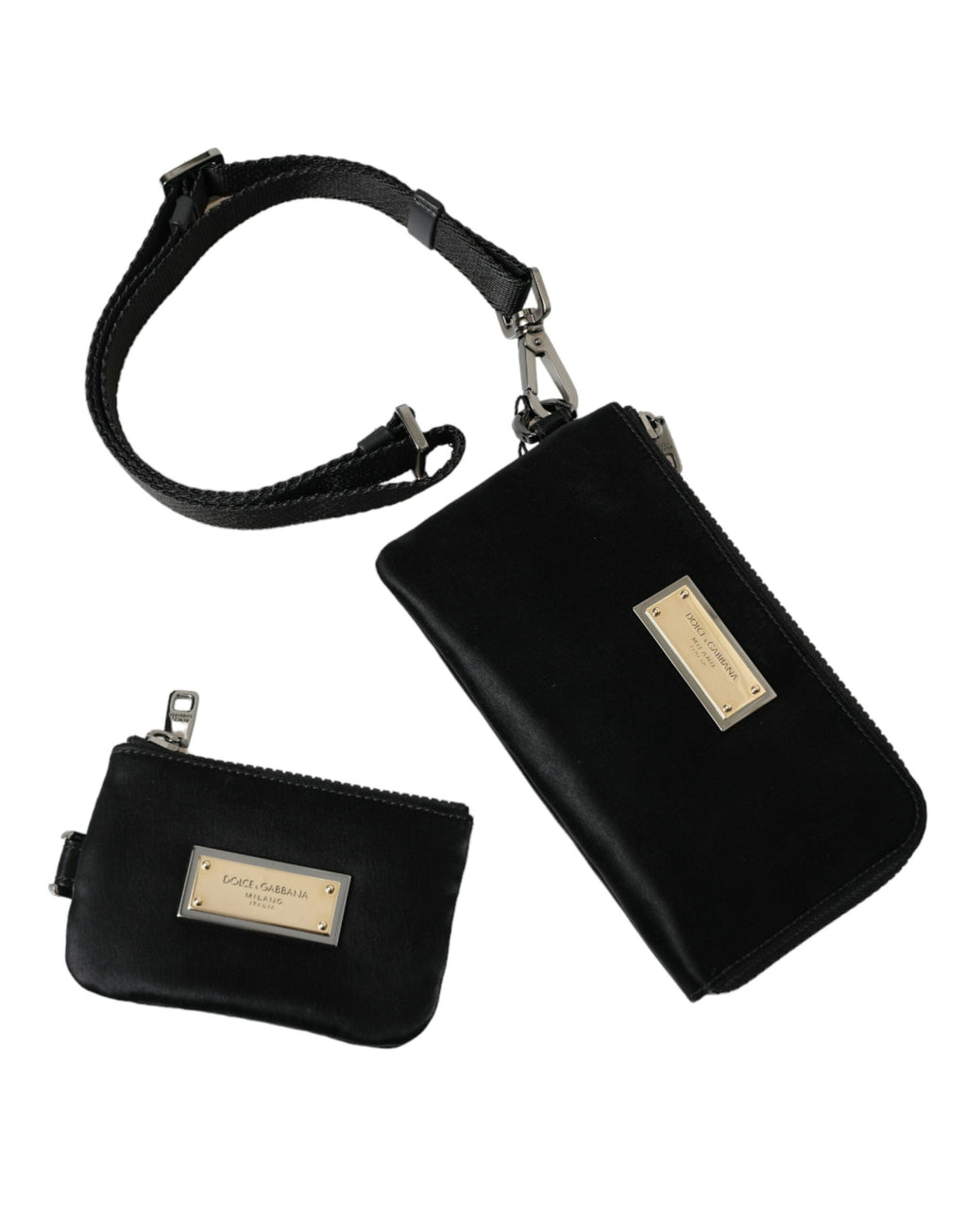 Dolce & Gabbana Black Nylon Logo Plaque Keyring Pouch Clutch Bag Dolce & Gabbana