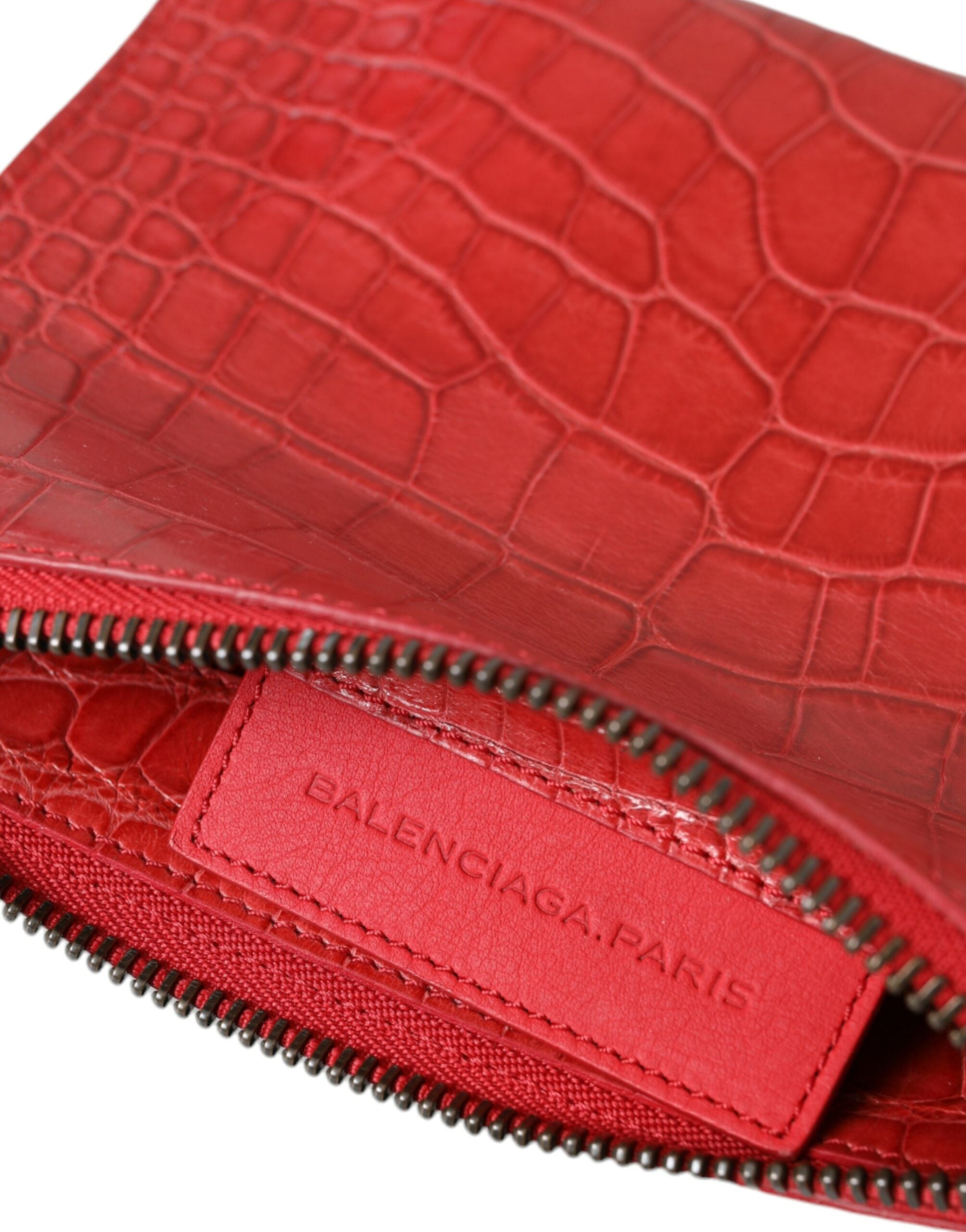 Balenciaga Red Exotic Skin Leather Classic Pouch Purse Wristlet Bag Balenciaga