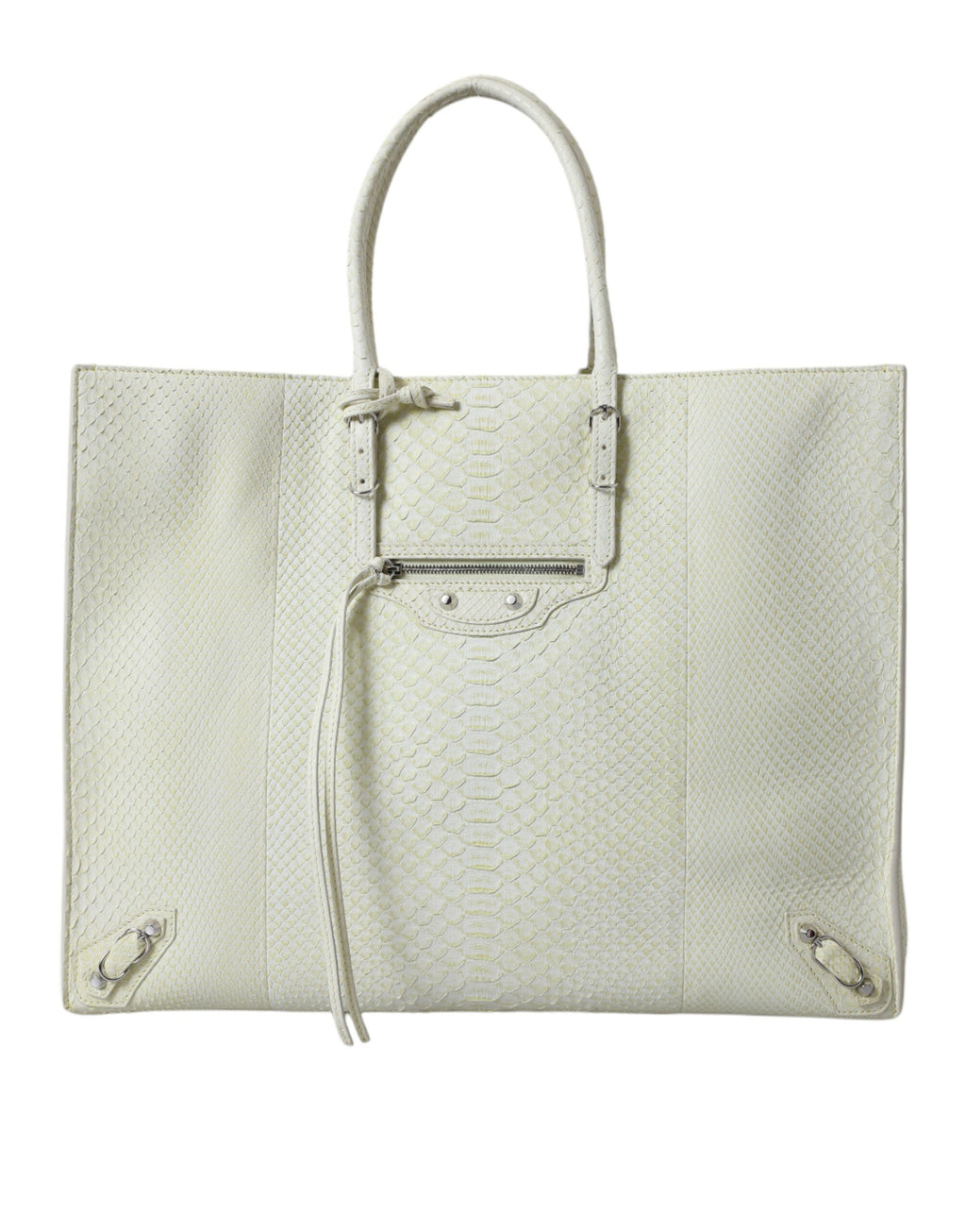 Balenciaga White Yellow Exotic Skin Leather Shopping Tote PAPIER Bag Balenciaga
