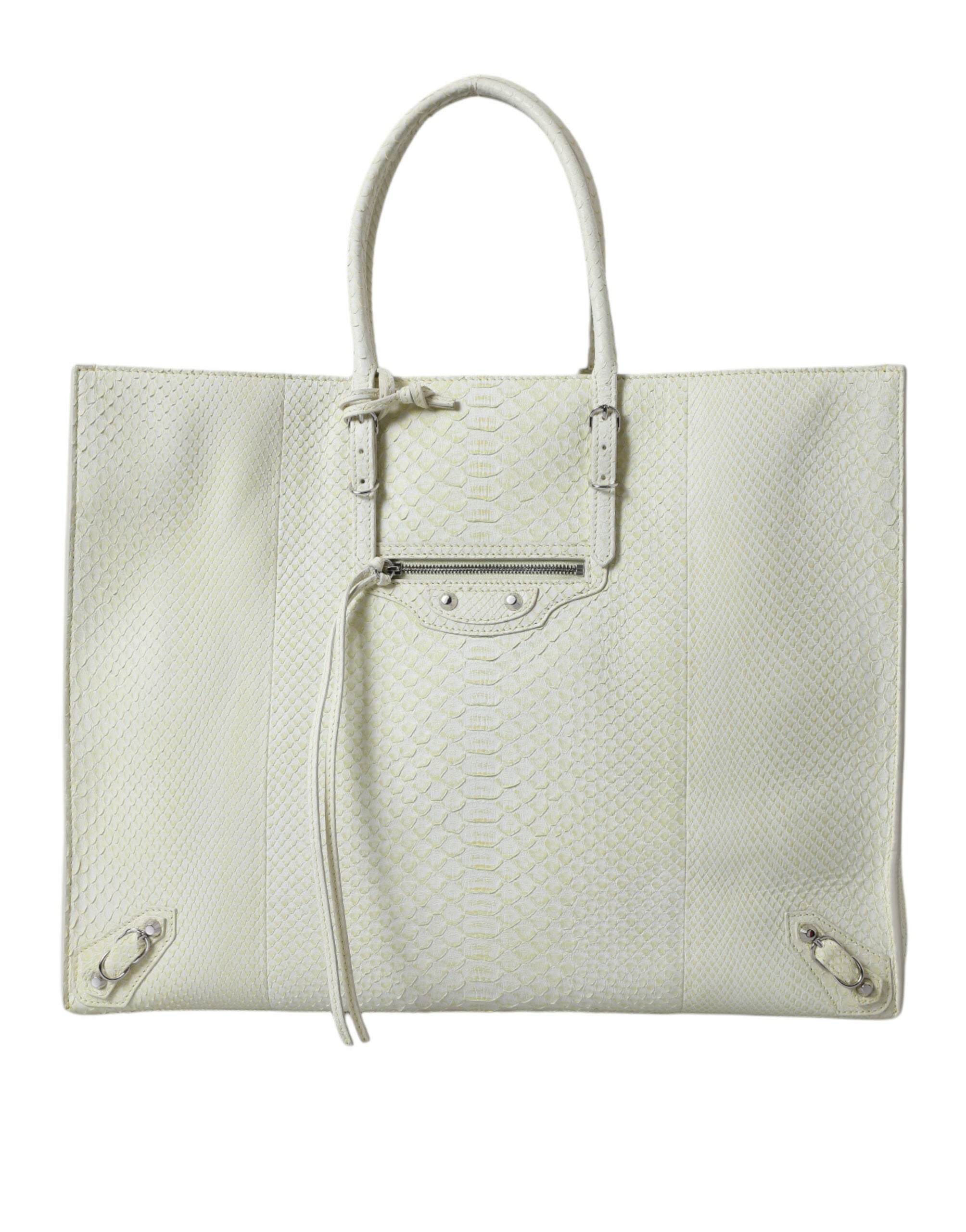 Balenciaga White Yellow Exotic Skin Leather Shopping Tote PAPIER Bag Balenciaga
