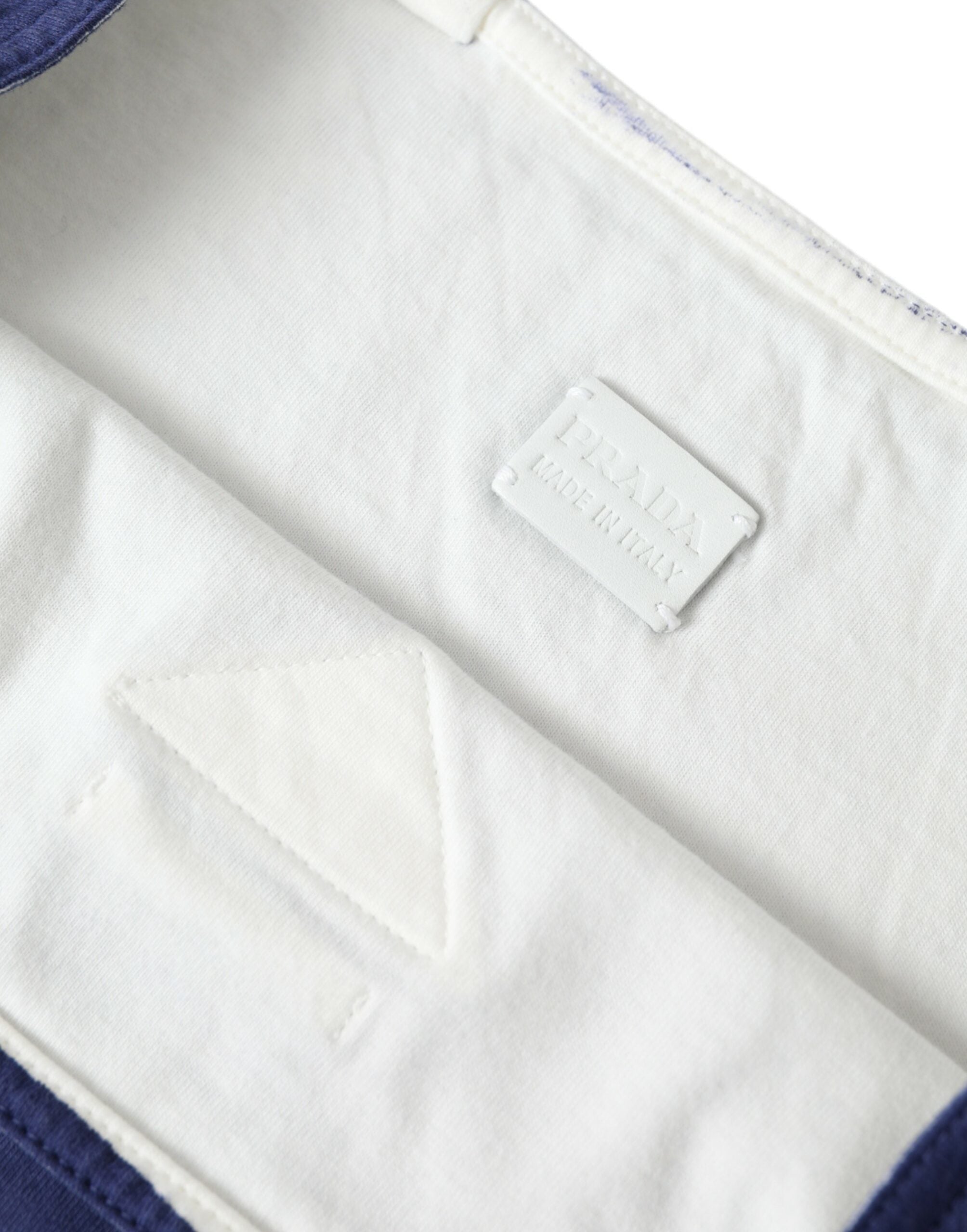 Prada Blue Jersey Fabric Logo Shoulder Shopping Tote Shopping Bag Prada