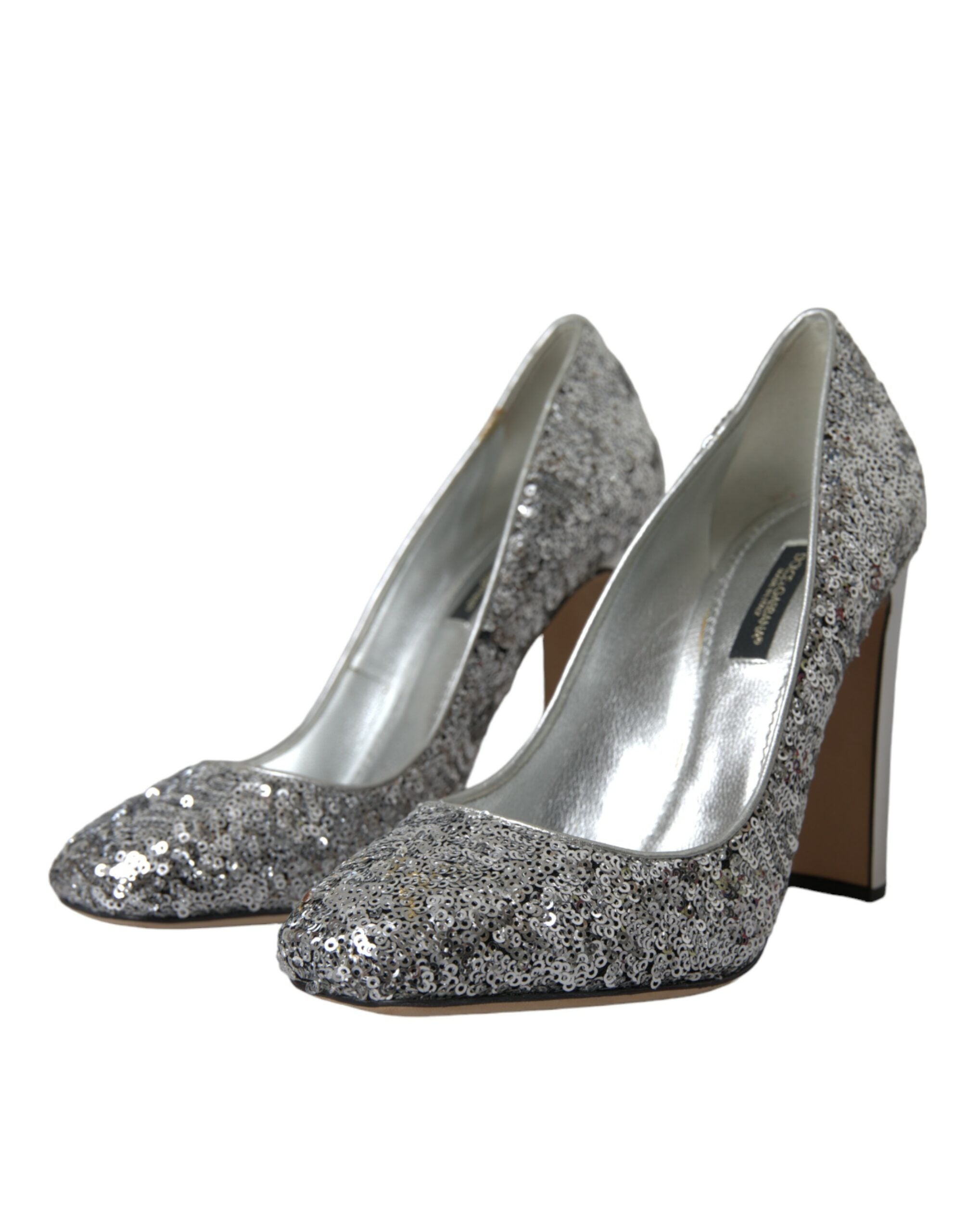 Dolce & Gabbana Silver Sequin Embellished Heels Pumps Shoes Dolce & Gabbana