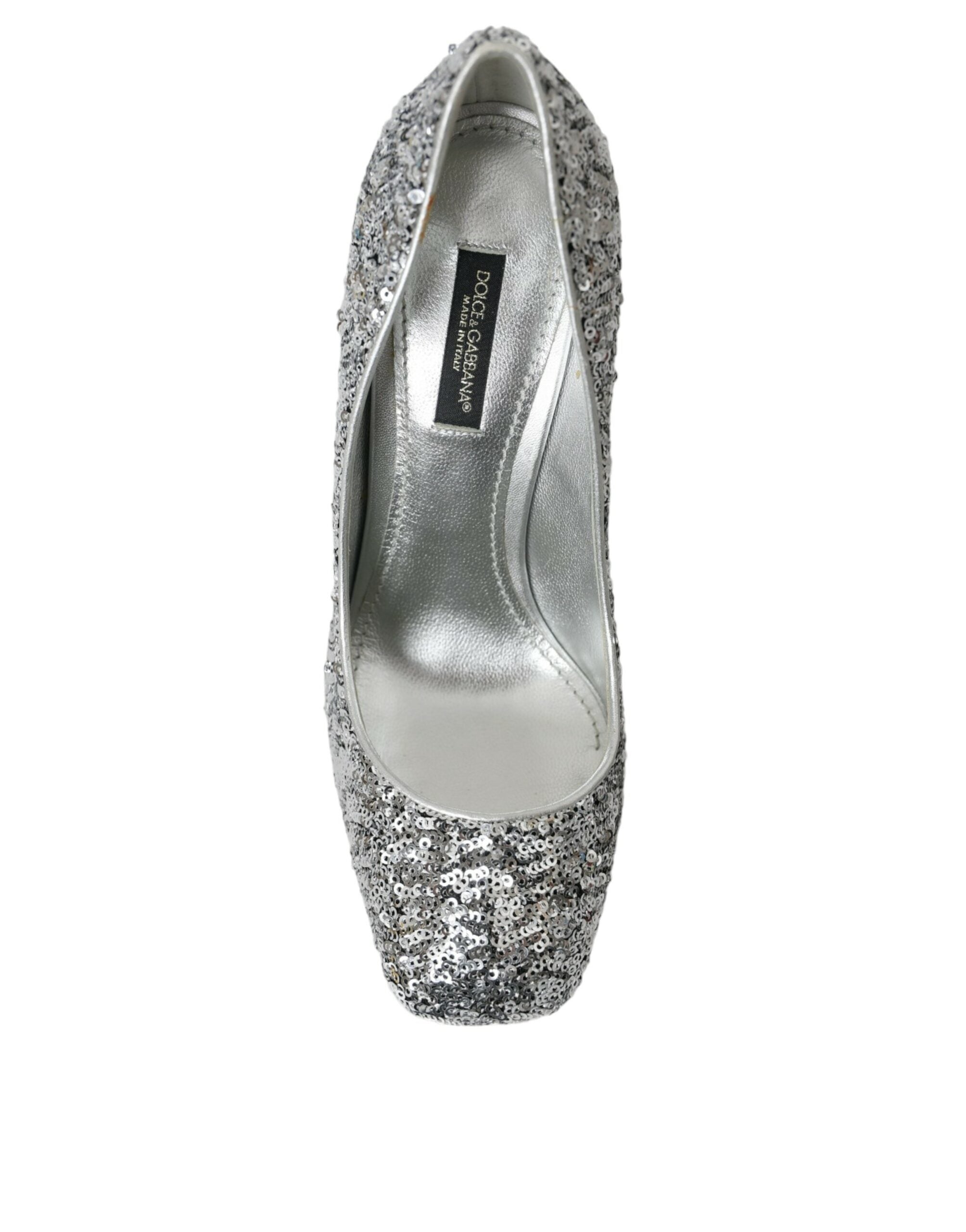 Dolce & Gabbana Silver Sequin Embellished Heels Pumps Shoes Dolce & Gabbana