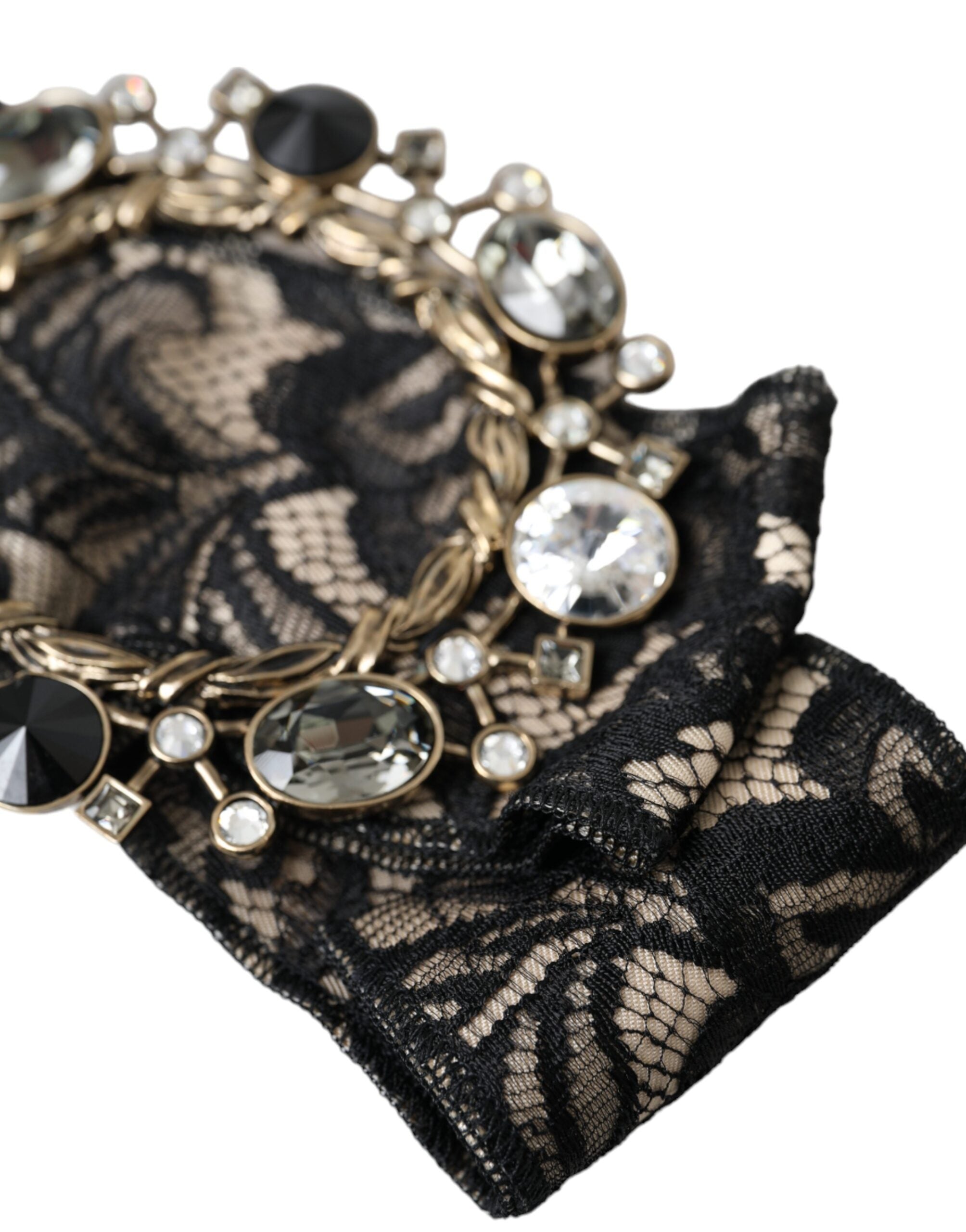 Dolce & Gabbana Black Lace Crystal Handmade Brooch Hair Pin Dolce & Gabbana