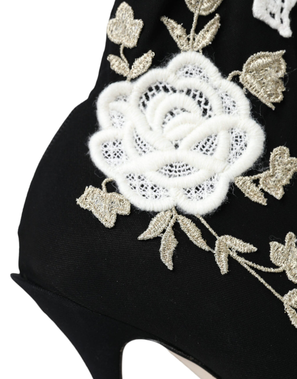 Dolce & Gabbana Black White Embroidery Slip On Boots Shoes Dolce & Gabbana