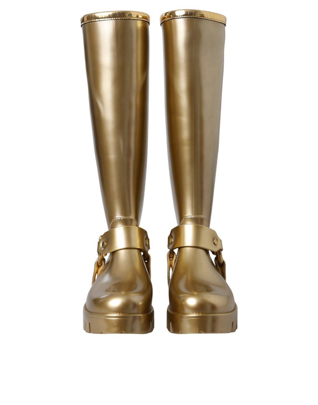 Dolce & Gabbana Metallic Gold Rubber PVC Rain Boots Shoes Dolce & Gabbana
