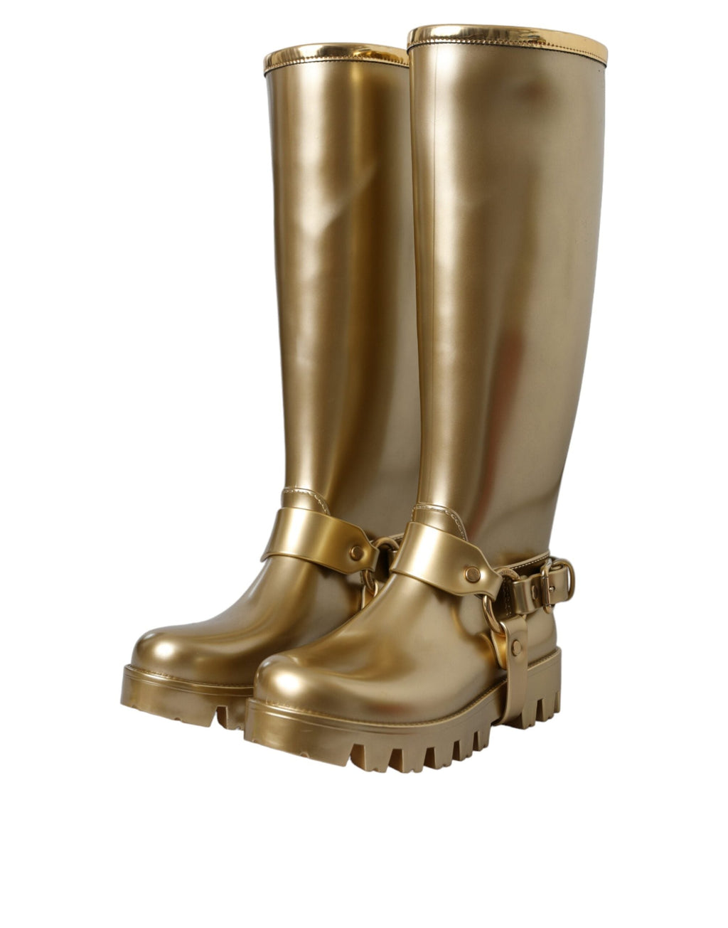 Dolce & Gabbana Metallic Gold Rubber PVC Rain Boots Shoes Dolce & Gabbana