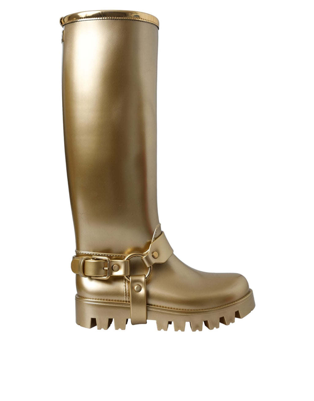 Dolce & Gabbana Metallic Gold Rubber PVC Rain Boots Shoes Dolce & Gabbana