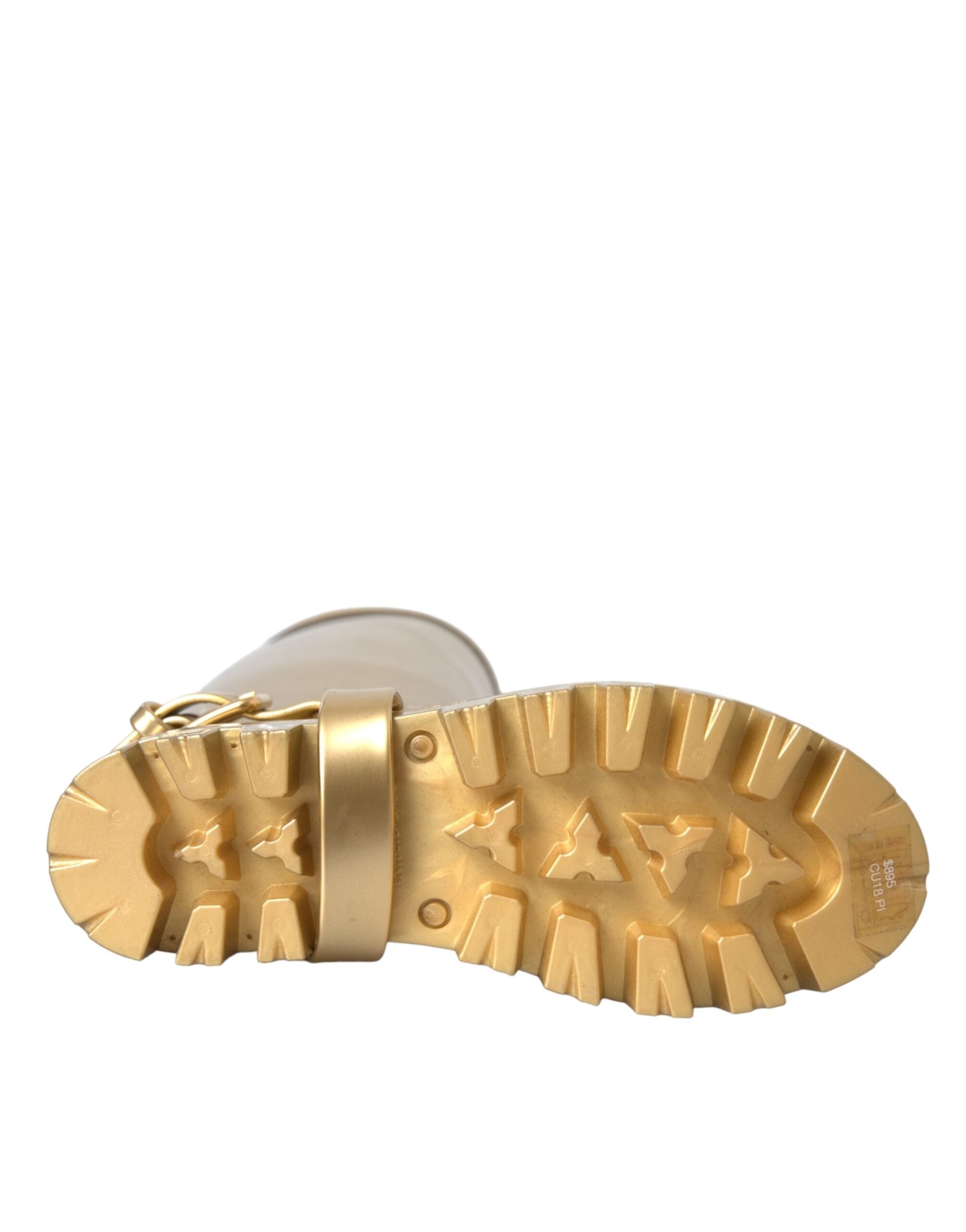 Dolce & Gabbana Metallic Gold Rubber PVC Rain Boots Shoes Dolce & Gabbana
