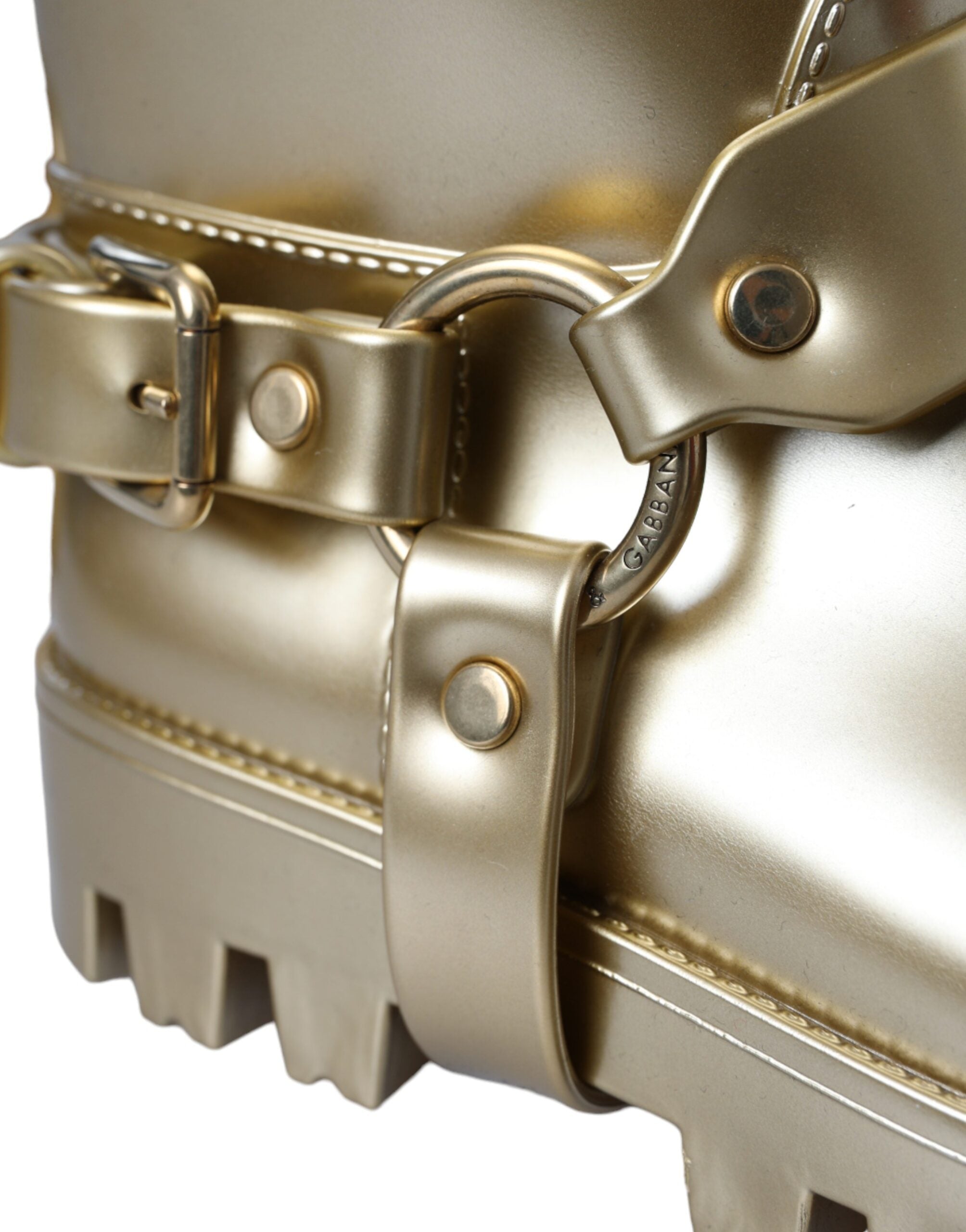 Dolce & Gabbana Metallic Gold Rubber PVC Rain Boots Shoes Dolce & Gabbana