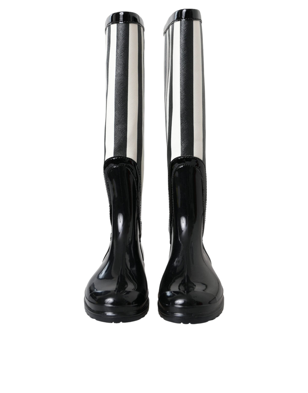 Dolce & Gabbana Black Rubber Knee High Flat Boots Shoes Dolce & Gabbana