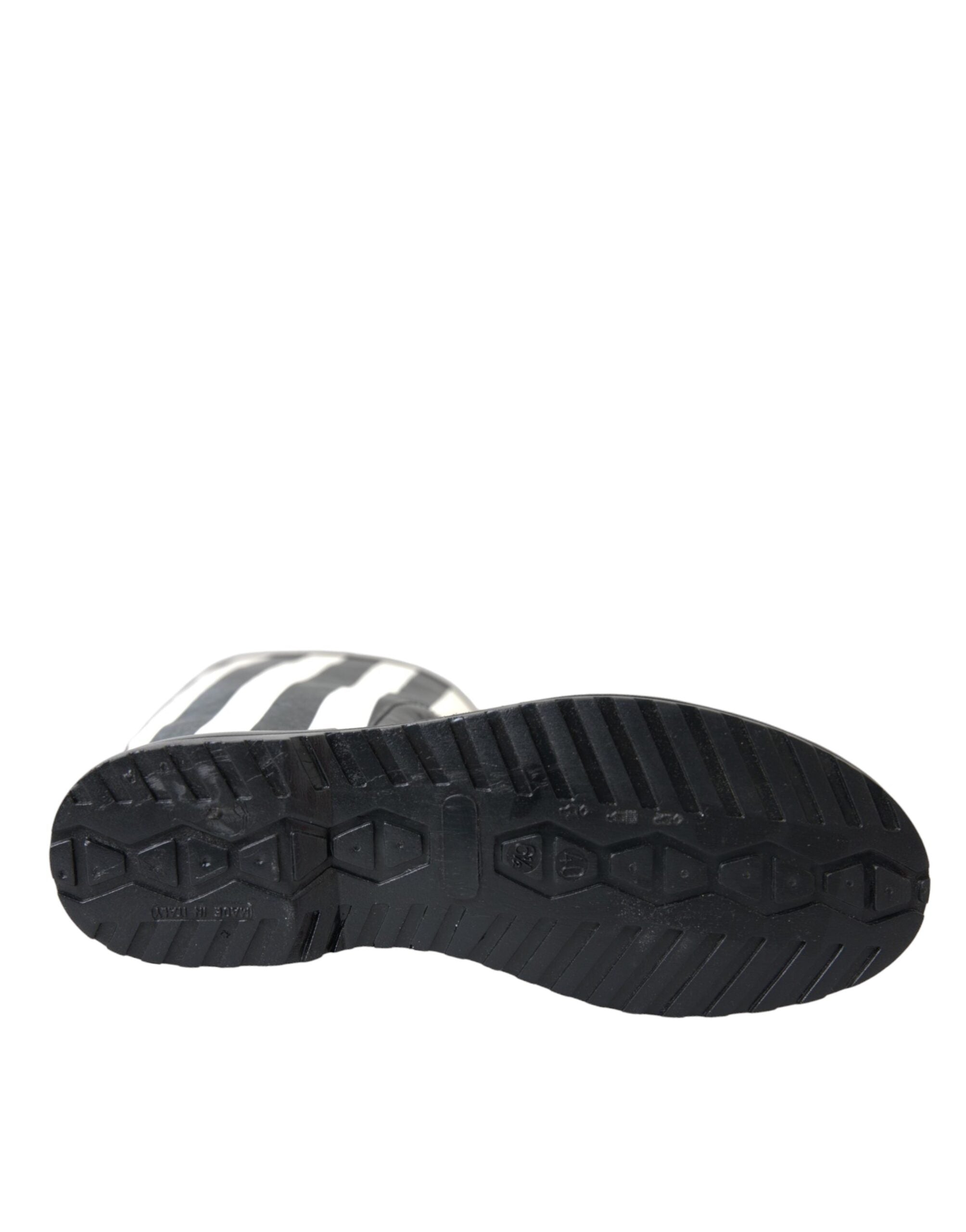 Dolce & Gabbana Black Rubber Knee High Flat Boots Shoes Dolce & Gabbana