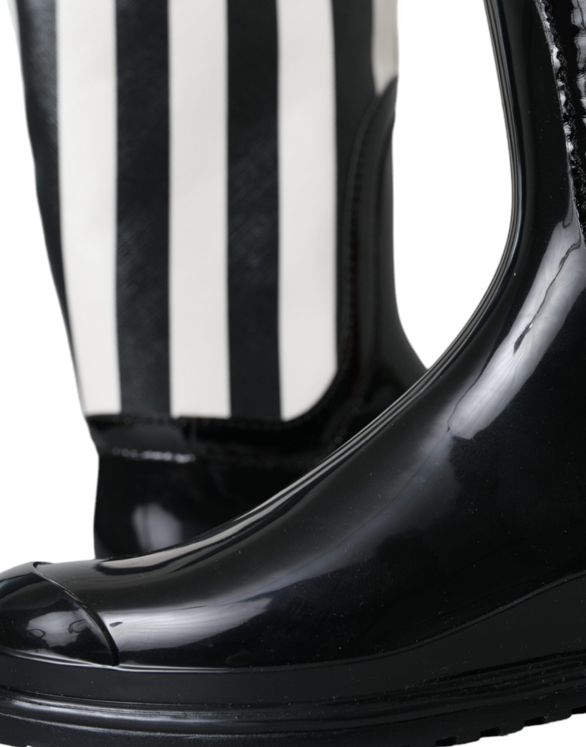 Dolce & Gabbana Black Rubber Knee High Flat Boots Shoes Dolce & Gabbana