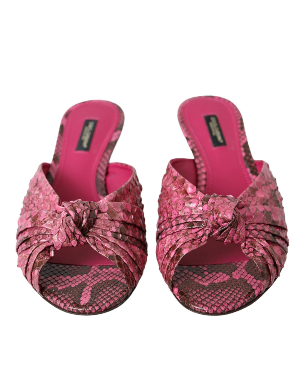 Dolce & Gabbana Pink Exotic Leather Kitten Heels Slides Shoes Dolce & Gabbana