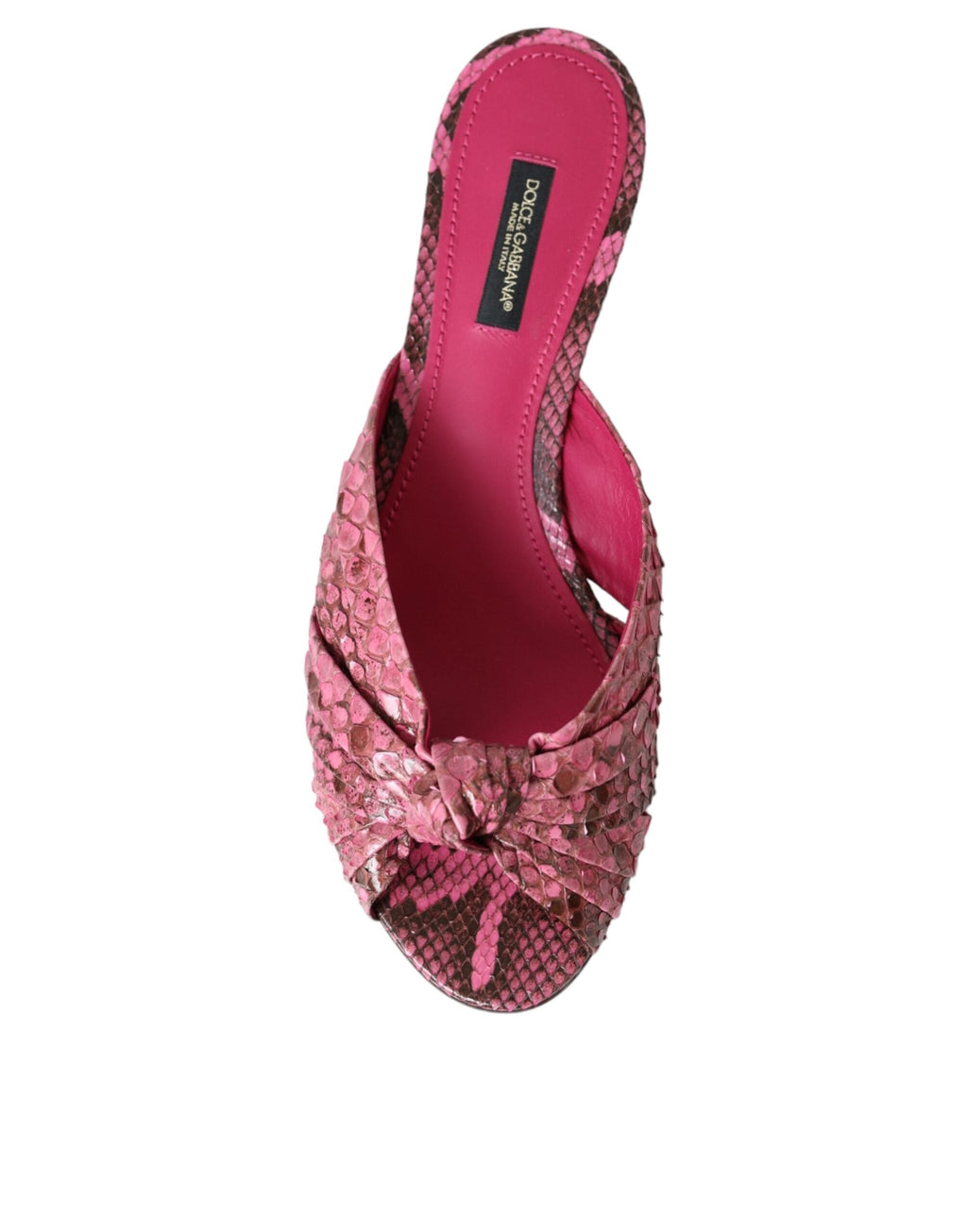 Dolce & Gabbana Pink Exotic Leather Kitten Heels Slides Shoes Dolce & Gabbana