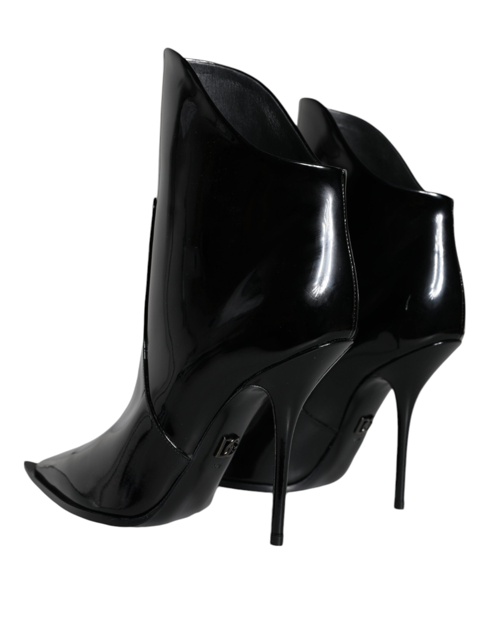 Dolce & Gabbana Black Patent Leather Pointed Ankle Boots Shoes Dolce & Gabbana