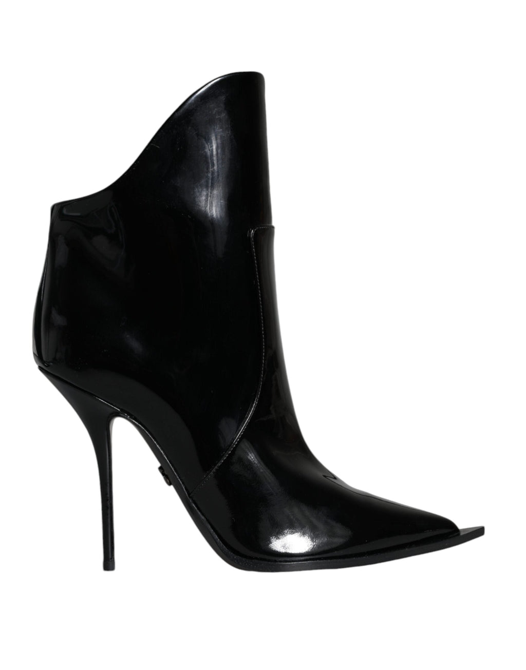 Dolce & Gabbana Black Patent Leather Pointed Ankle Boots Shoes Dolce & Gabbana