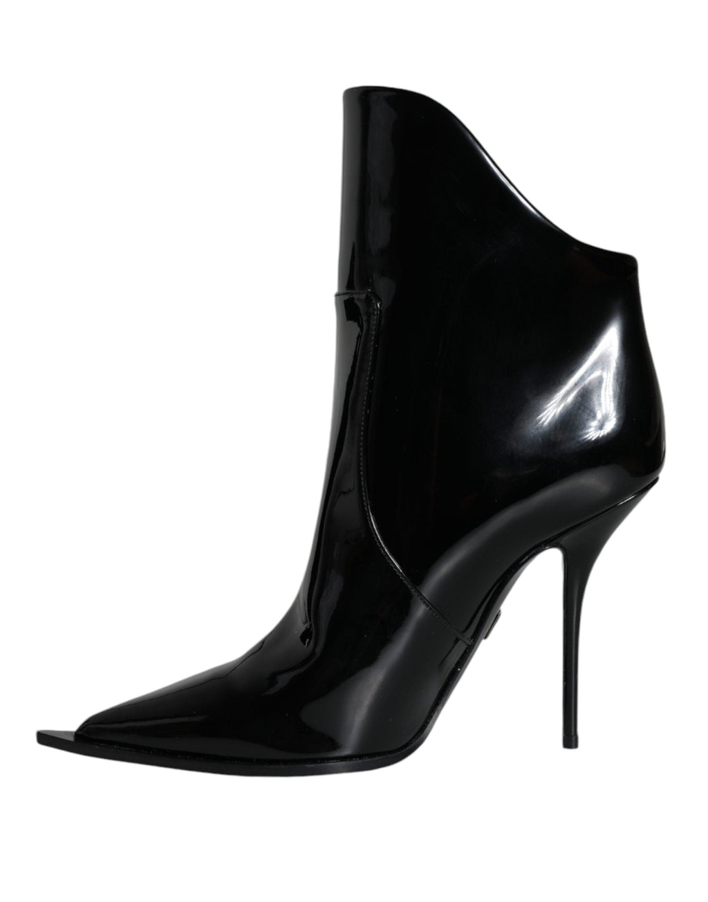 Dolce & Gabbana Black Patent Leather Pointed Ankle Boots Shoes Dolce & Gabbana