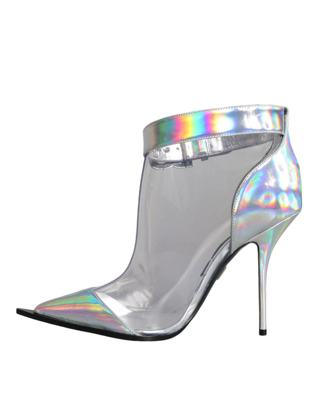 Dolce & Gabbana Silver Iridescent PVC Pointed Short Boots Shoes Dolce & Gabbana
