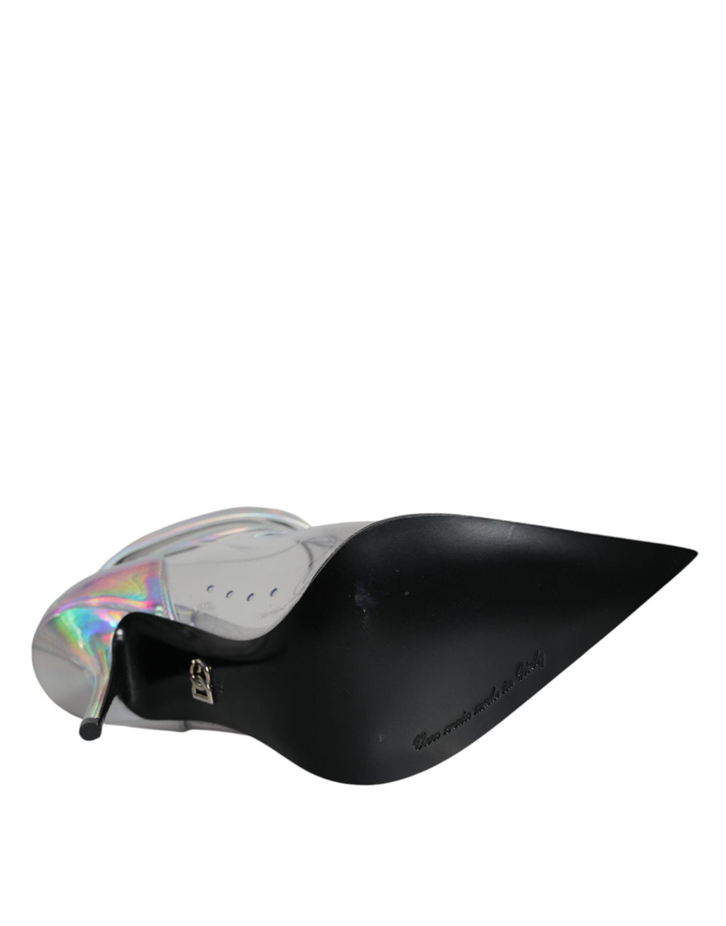 Dolce & Gabbana Silver Iridescent PVC Pointed Short Boots Shoes Dolce & Gabbana