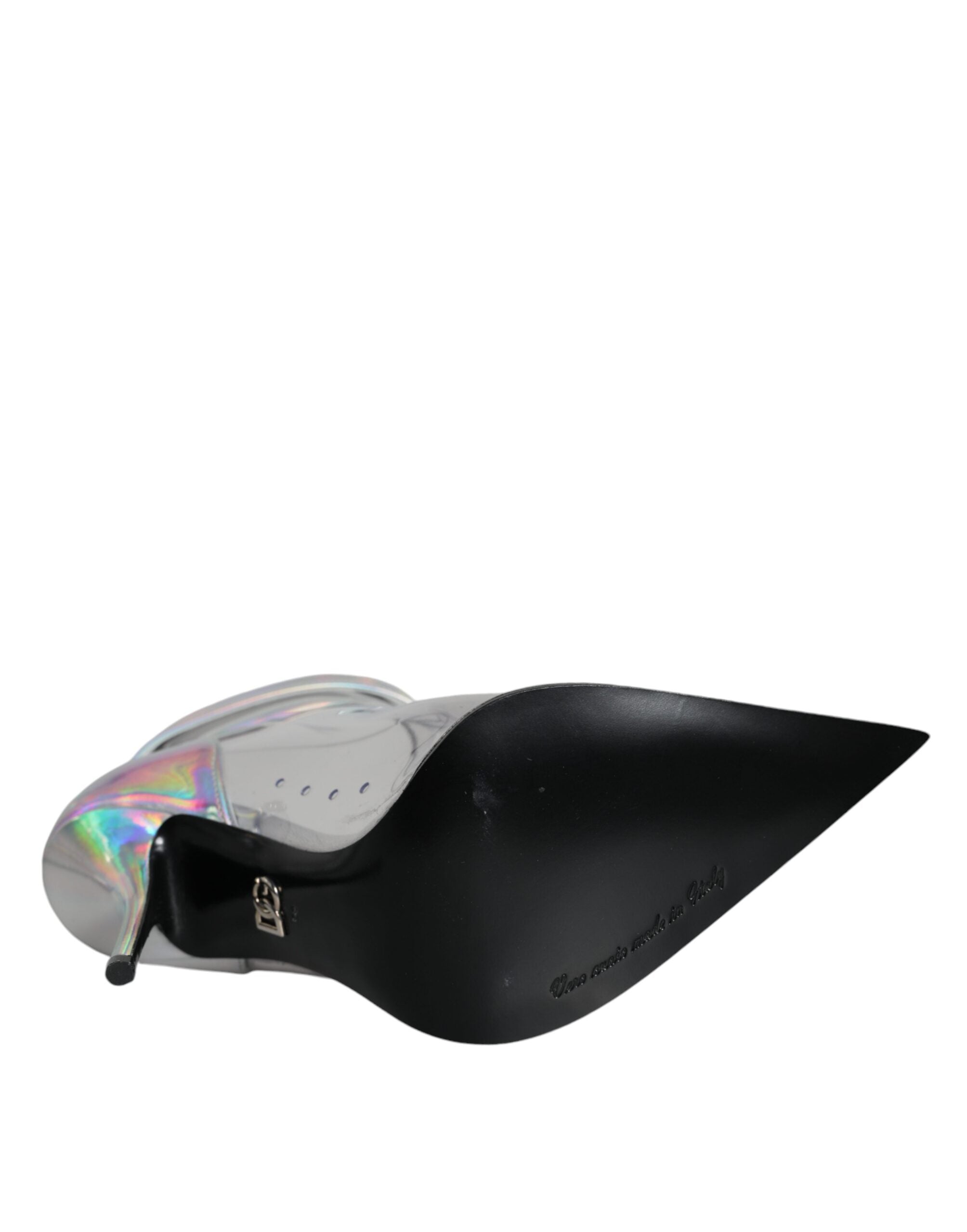 Dolce & Gabbana Silver Iridescent PVC Pointed Short Boots Shoes Dolce & Gabbana