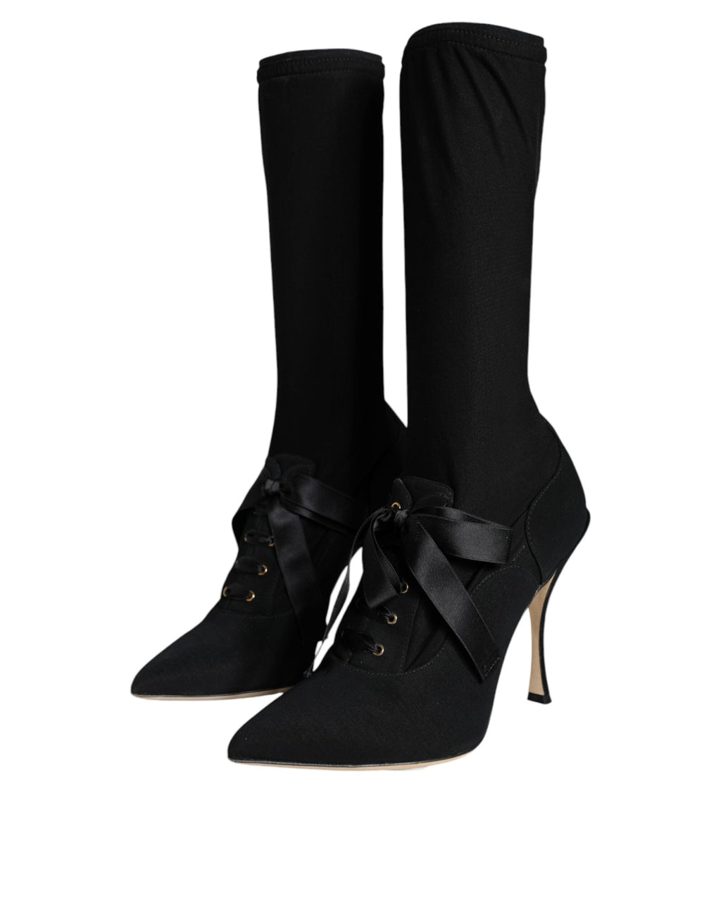 Dolce & Gabbana Black Stiletto Heels Mid Calf Boots Shoes Dolce & Gabbana