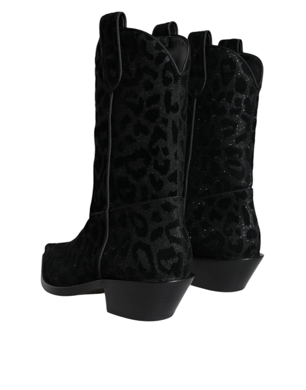 Dolce & Gabbana Black Gray Leopard Cowboy Boots Shoes Dolce & Gabbana