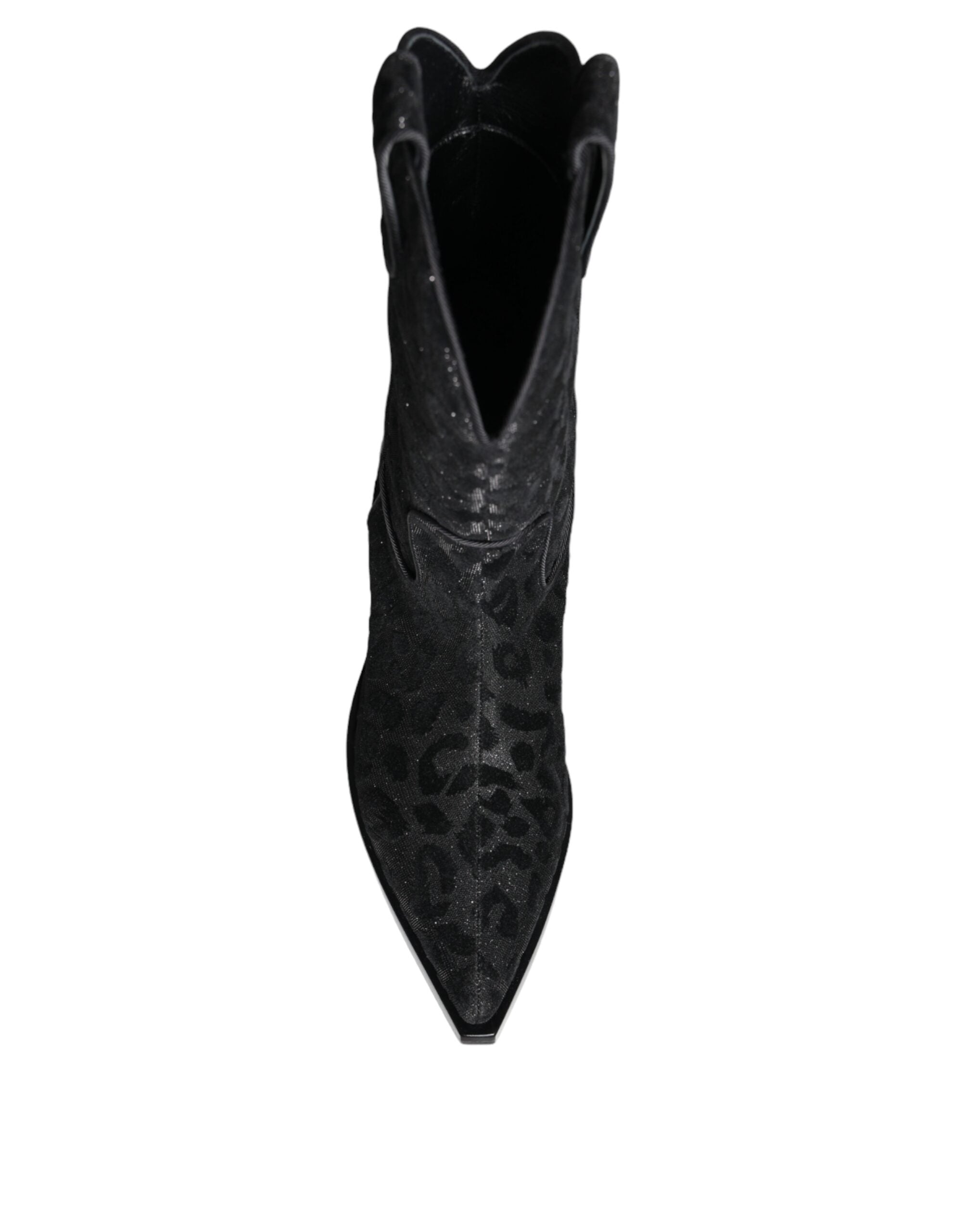 Dolce & Gabbana Black Gray Leopard Cowboy Boots Shoes Dolce & Gabbana