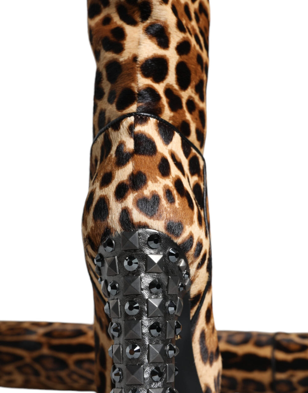 Dolce & Gabbana Beige Black Leopard Knee High Boots Shoes Dolce & Gabbana