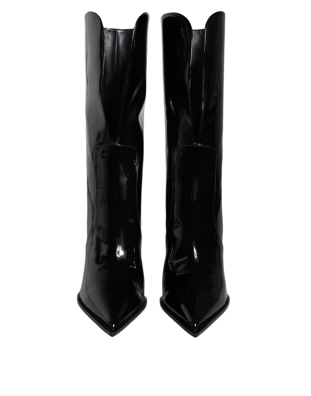Dolce & Gabbana Black Patent Leather Mid Calf Boots Shoes Dolce & Gabbana