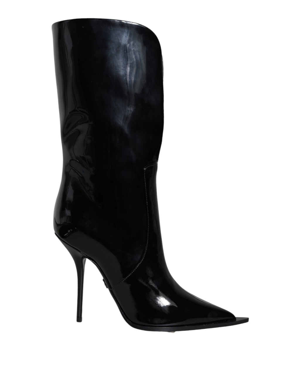 Dolce & Gabbana Black Patent Leather Mid Calf Boots Shoes Dolce & Gabbana