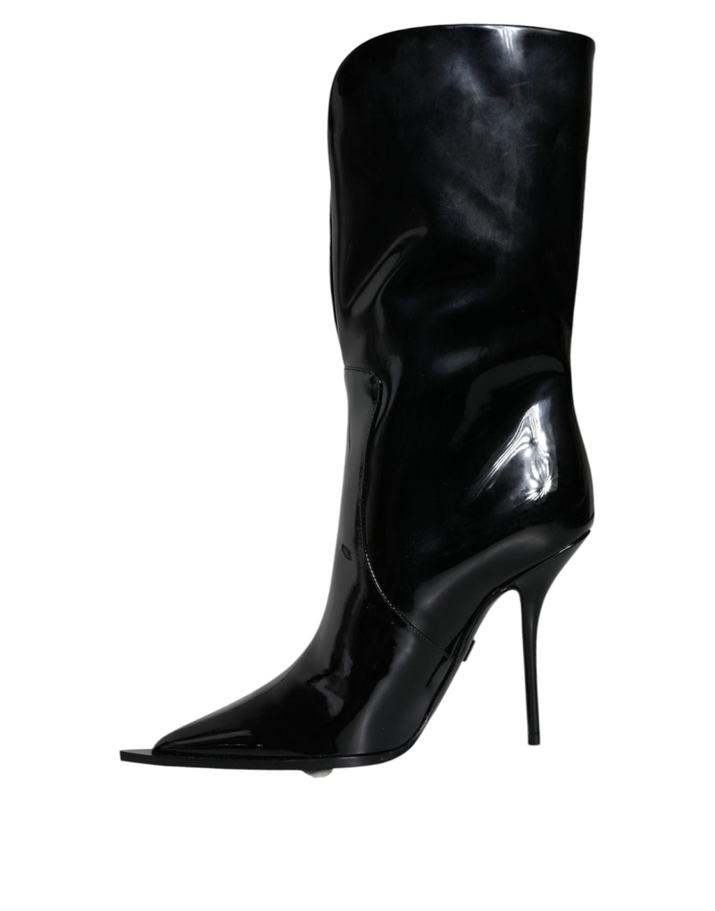 Dolce & Gabbana Black Patent Leather Mid Calf Boots Shoes Dolce & Gabbana
