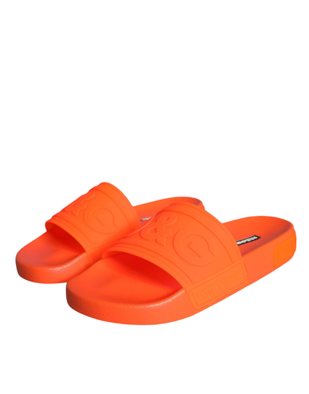 Dolce & Gabbana Orange Rubber Slides Sandals Beachwear Shoes Dolce & Gabbana